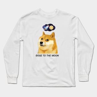 Doge To The Moon Funny Crypto Long Sleeve T-Shirt